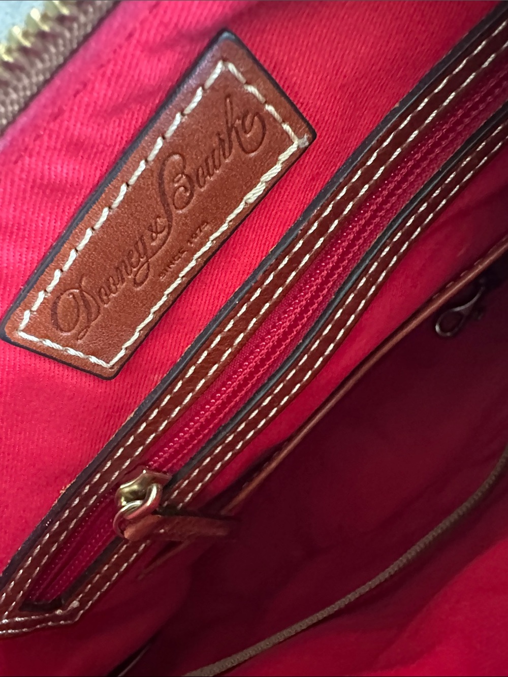 Dooney & Bourke Burgundy Pebble Leather Crossbody with Brown Trim - Picture 8 of 10